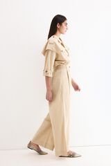 Pedro del Hierro Macac&atilde;o perna larga em gabardina Beige
