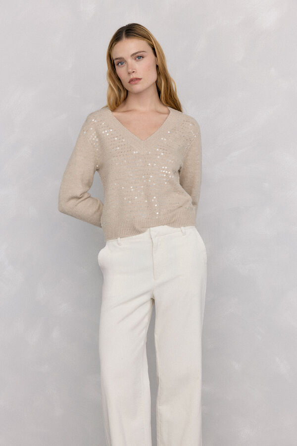 Pedro del Hierro Camisola lantejoulas Beige