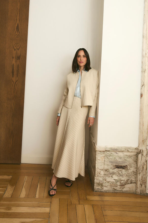 TFP by Tamara Falc&oacute; Casaco de riscas Beige