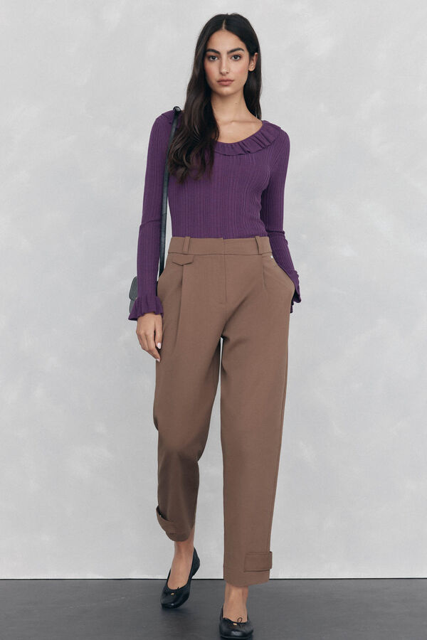 Pedro del Hierro Jersey punto fino canal&eacute; volante Morado