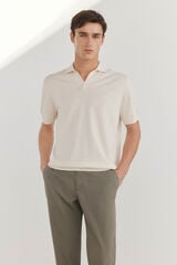 Pedro del Hierro Camisa polo de algod&atilde;o de manga curta premium Ecru