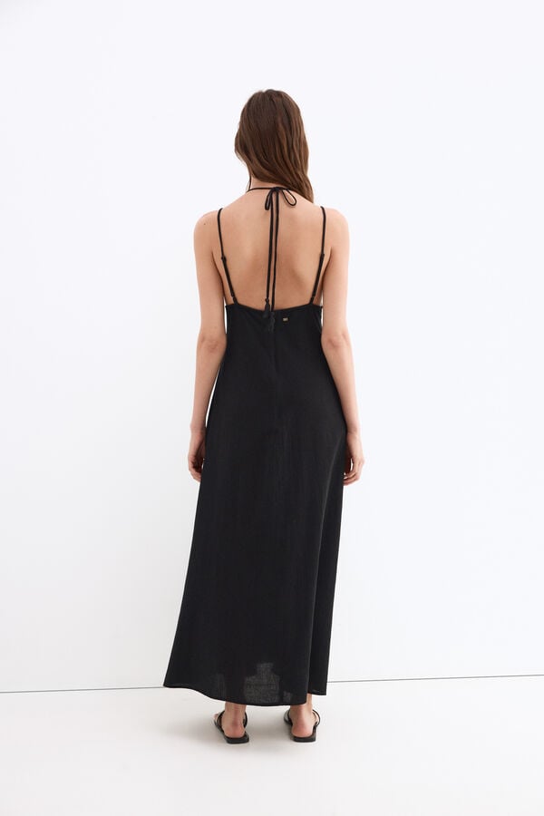 Pedro del Hierro Vestido beachwear em crochet Preto