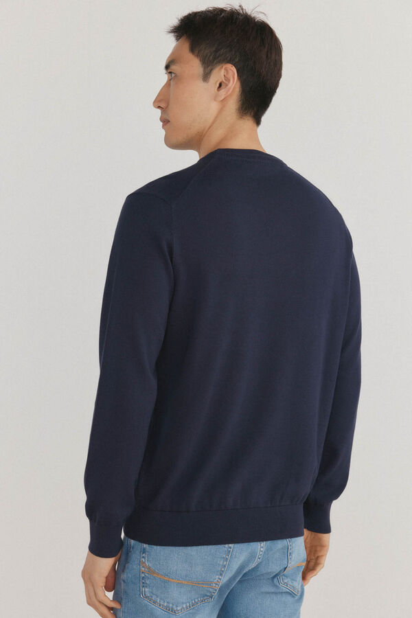 Pedro del Hierro Jersey fino algod&oacute;n premium cuello redondo Azul