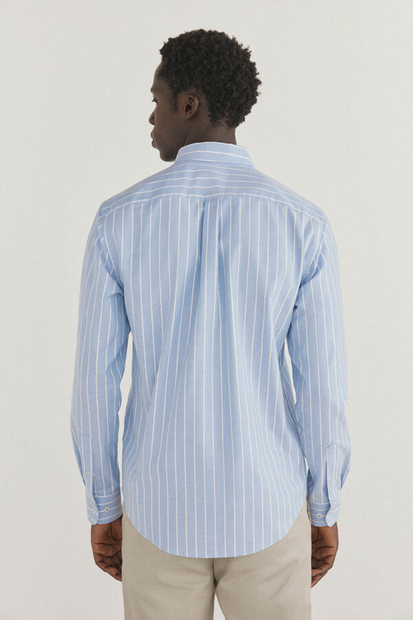 Pedro del Hierro Camisa oxford riscas sem ferro Azul