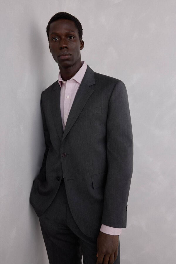 Pedro del Hierro Blazer cinza estruturado slim fit bi-el&aacute;stico Cizento