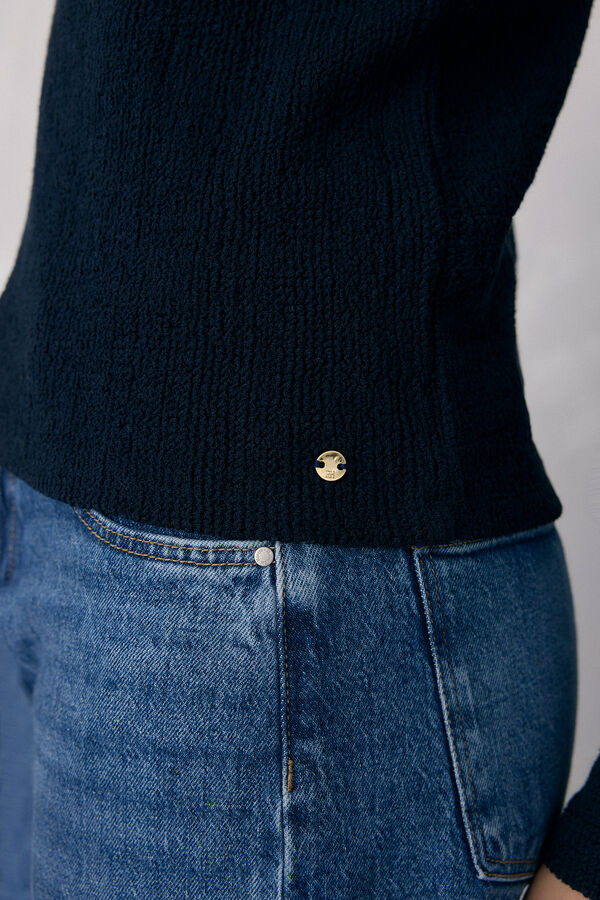 Pedro del Hierro Camiseta cuello alto arrugada Azul