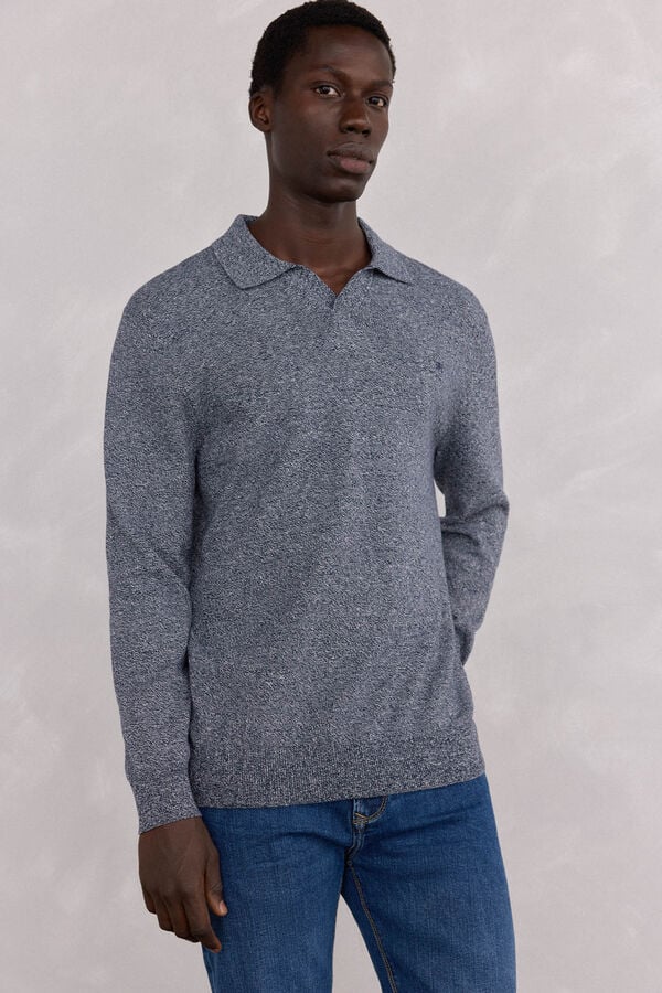 Pedro del Hierro Polo collar torzal liso Azul
