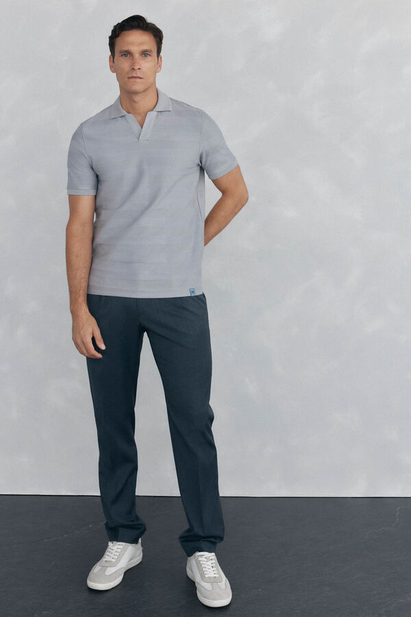 Pedro del Hierro Polo estrutura jacquard Cizento