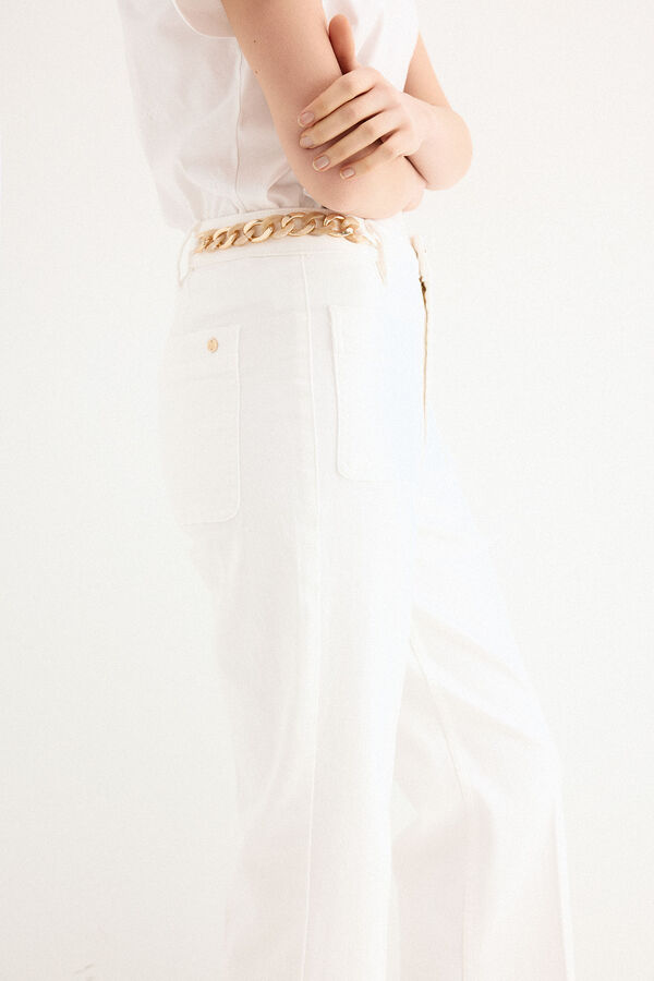 Pedro del Hierro Jeans cano reto cropped Branco