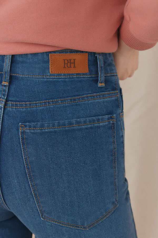 Pedro del Hierro Jeans wide leg flare algod&oacute;n espa&ntilde;ol Azul