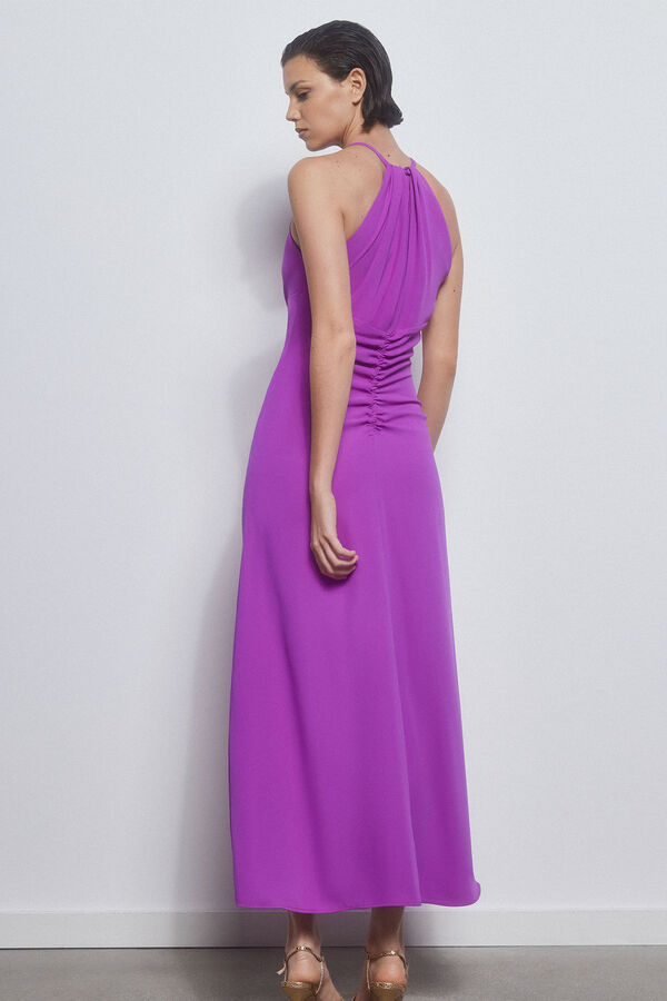 Pedro del Hierro Vestido halter fruncido Morado