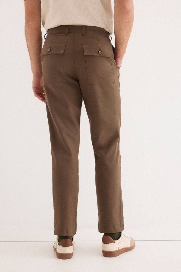 Pedro del Hierro Cal&ccedil;as worker regular em linho Marrom