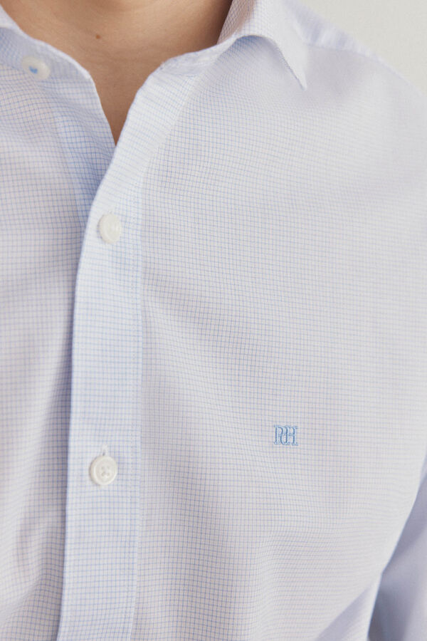 Pedro del Hierro Camisa cuadros f&aacute;cil plancha + anti olor slim fit Azul