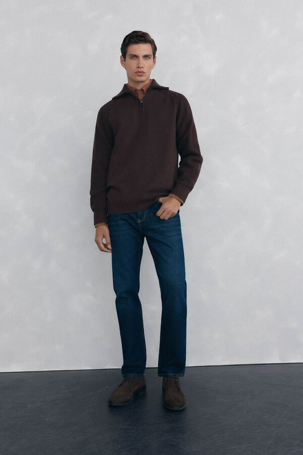 Pedro del Hierro Jersey cuello vespa Marr&oacute;n
