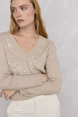 Pedro del Hierro Camisola lantejoulas Beige