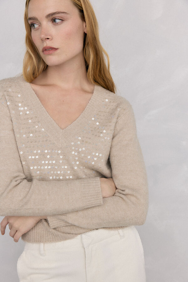 Pedro del Hierro Camisola lantejoulas Beige