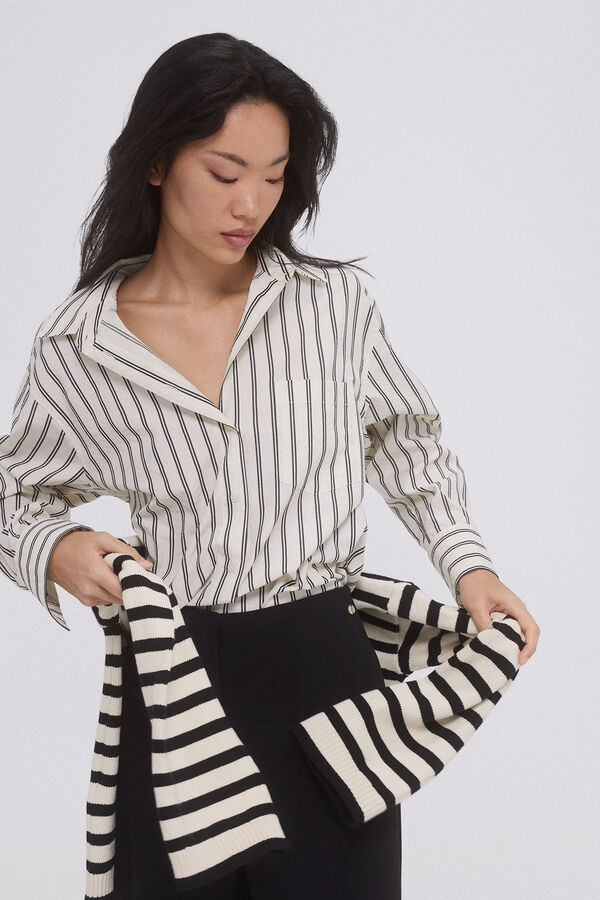 Pedro del Hierro Camisa oversize rayas Crudo