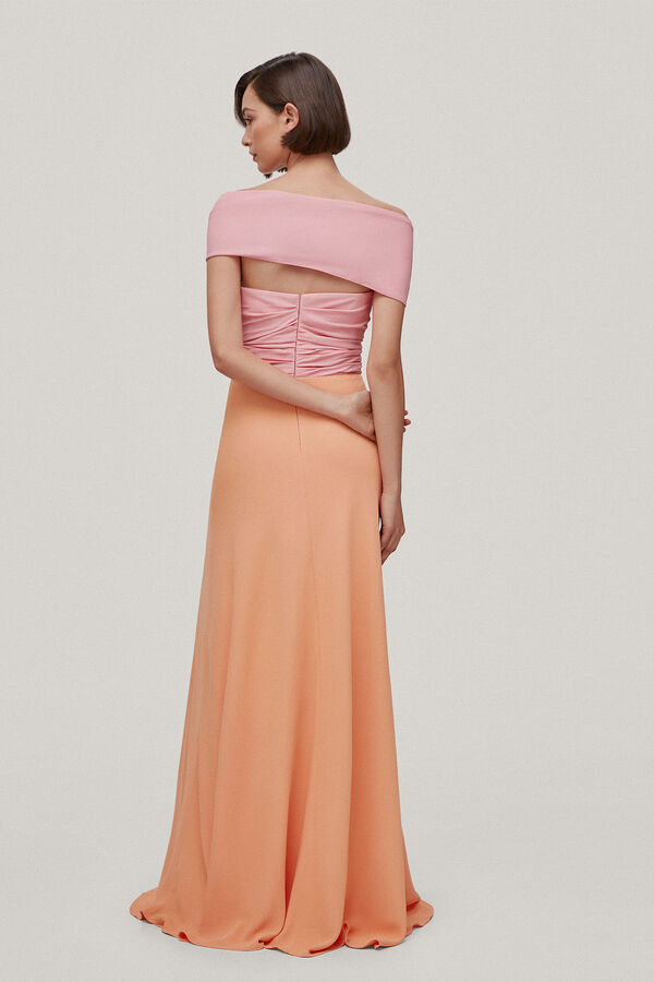 TFP by Tamara Falc&oacute; ANITA. Vestido off shoulder bicolor Rosa