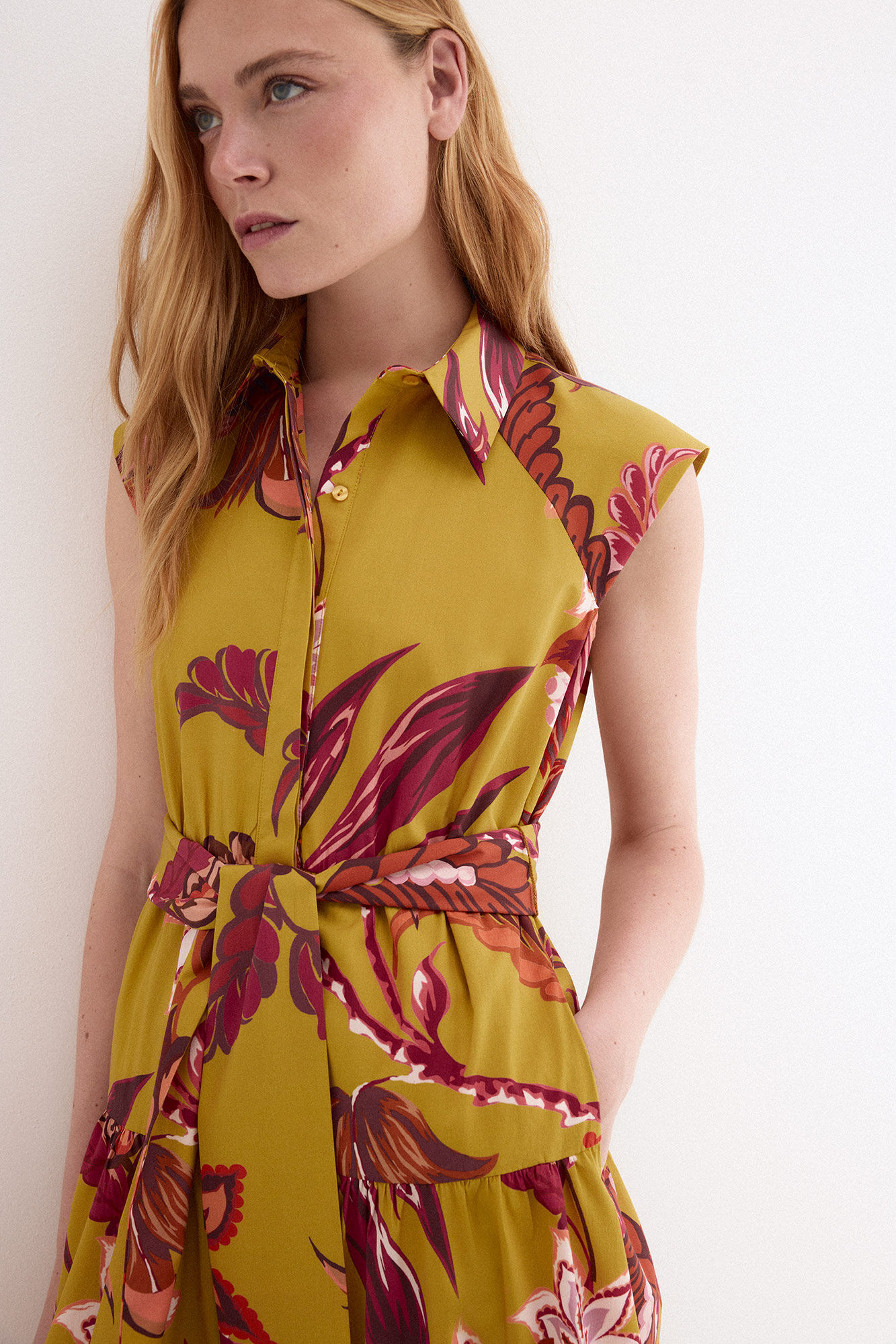 Pedro del Hierro Vestido camiseiro sem mangas estampado