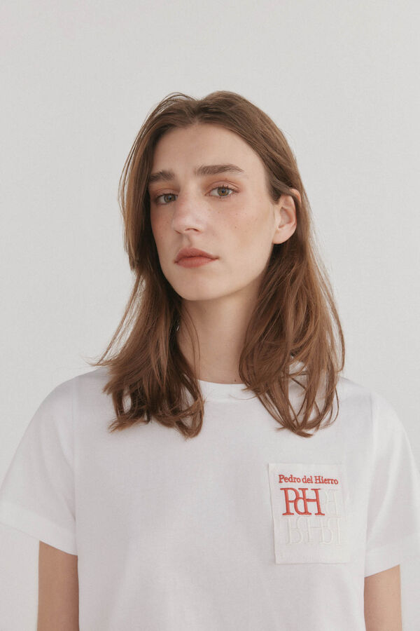 Pedro del Hierro Camiseta b&aacute;sica logo Blanco
