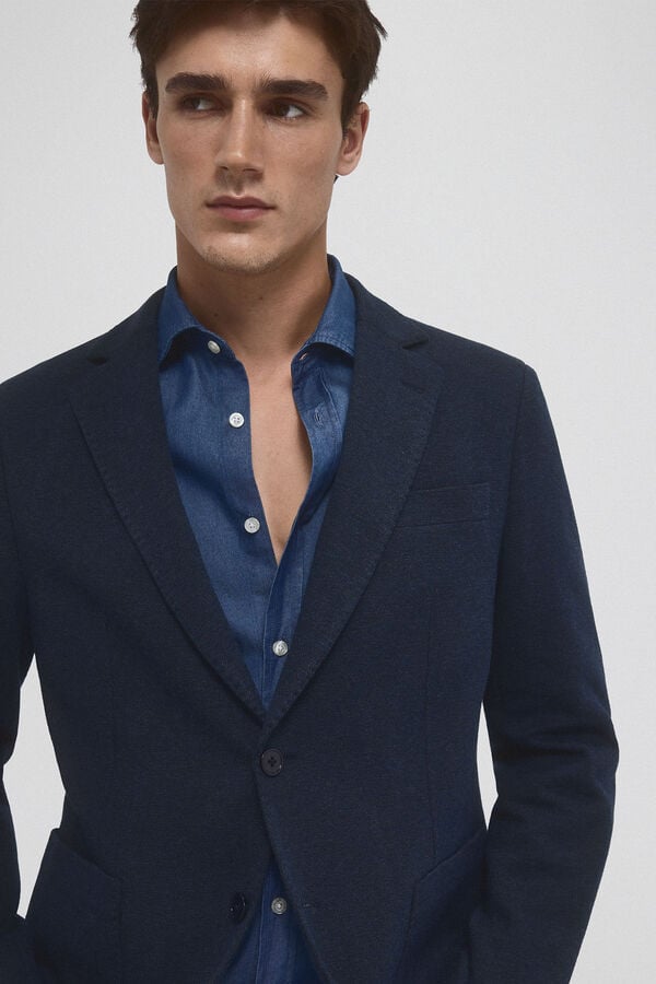 Pedro del Hierro Blazer de malha com debruns remov&iacute;veis Azul