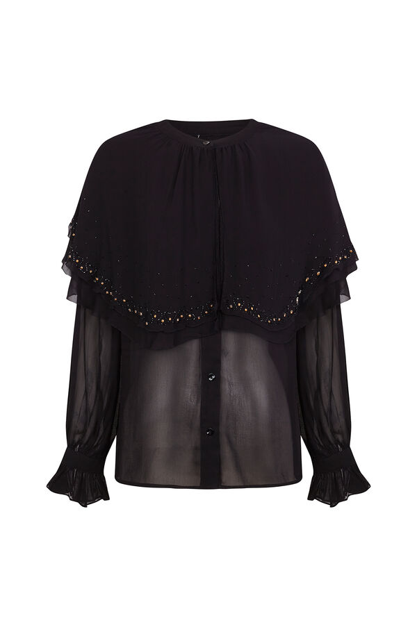 Pedro del Hierro Blusa capa bordada Preto