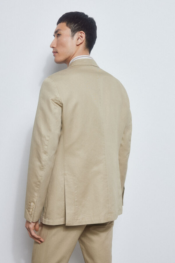 Pedro del Hierro Blazer algod&atilde;o-linho slim fit Beige