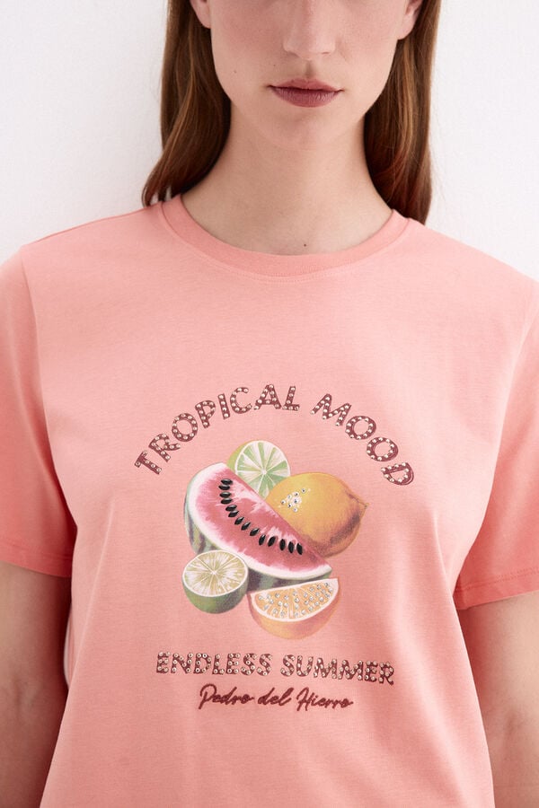 Pedro del Hierro T-shirt de manga curta com estampado na frente Rosa