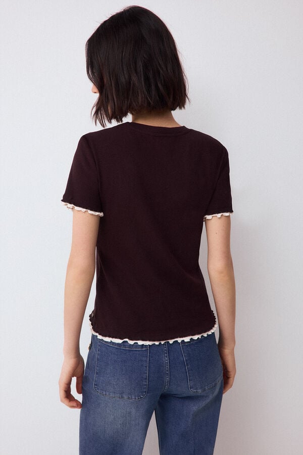 Pedro del Hierro T-shirt com canelado falso duplo Marrom