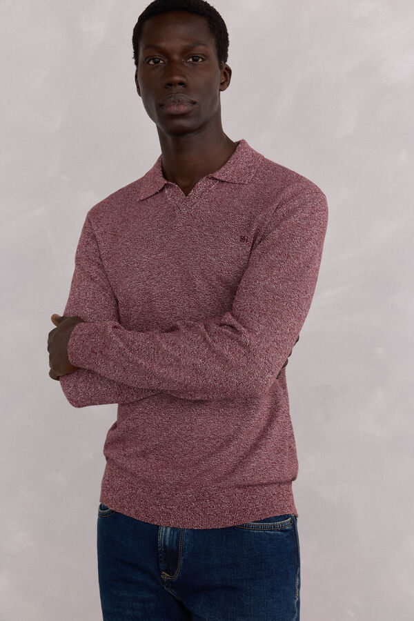Pedro del Hierro Polo collar torzal liso Burdeos