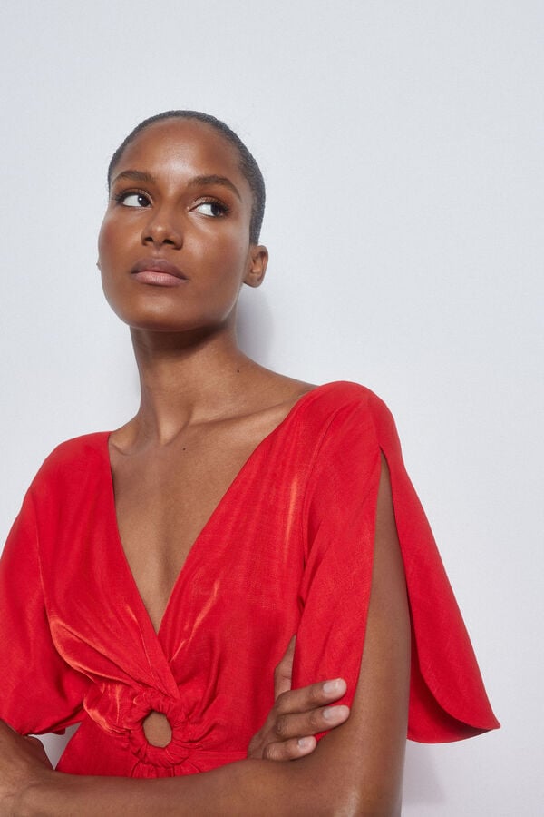 Pedro del Hierro Vestido vermelho franzido Vermelho