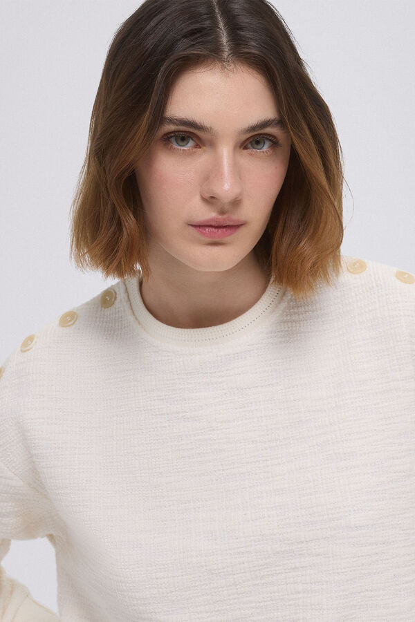 Pedro del Hierro Sudadera lisa botones Beige