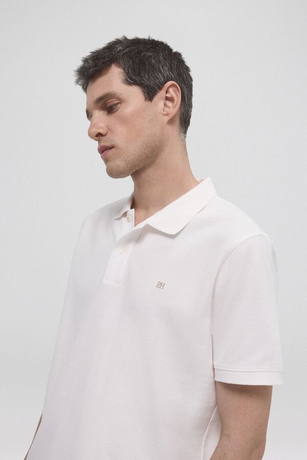 Pedro del Hierro Polo b&aacute;sica com logo bordado Ecru