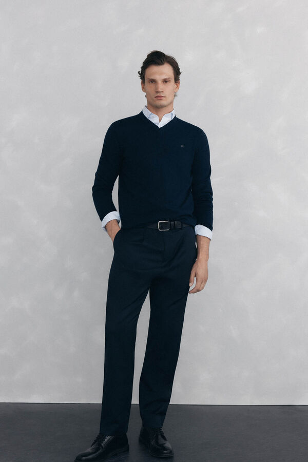 Pedro del Hierro Jersey cuello pico Azul