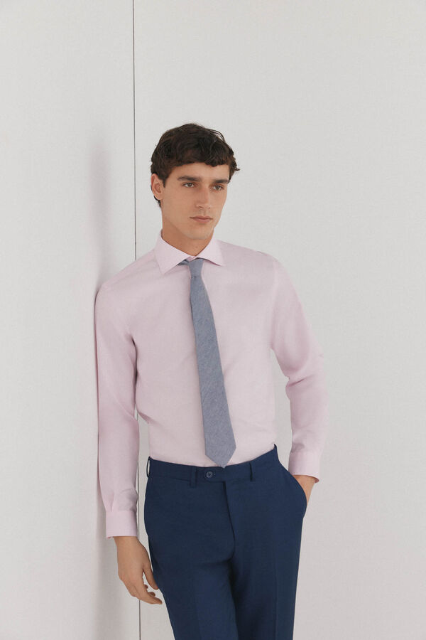 Pedro del Hierro Camisa social lisa que n&atilde;o pode ser passada a ferro + resistente a manchas Rosa