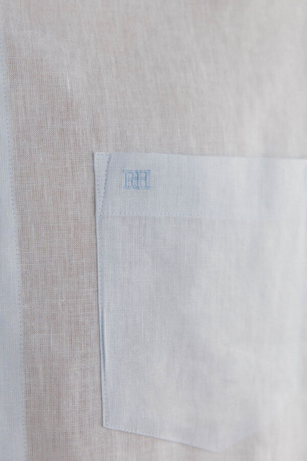 Pedro del Hierro Camisa linho lisa Azul