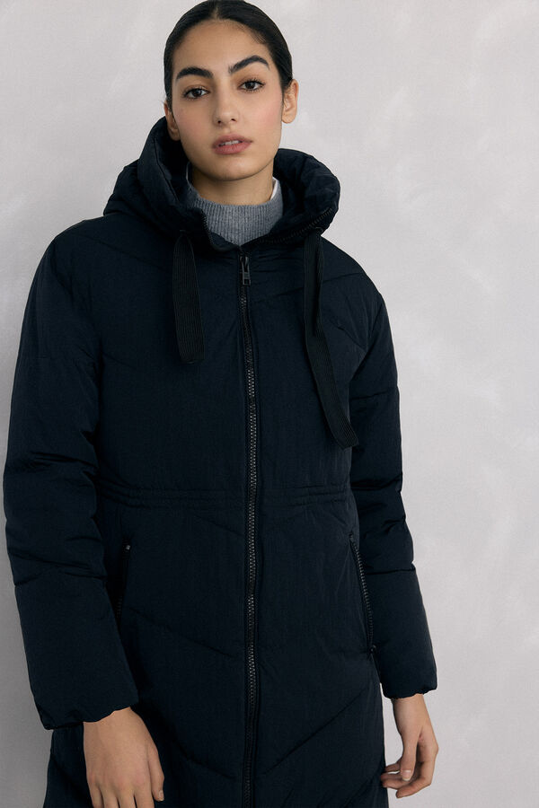Pedro del Hierro Parka comprida capuz Preto
