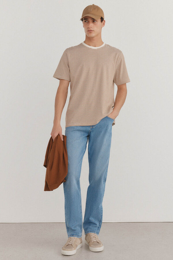 Pedro del Hierro Camiseta r&uacute;stica de rayas Marr&oacute;n