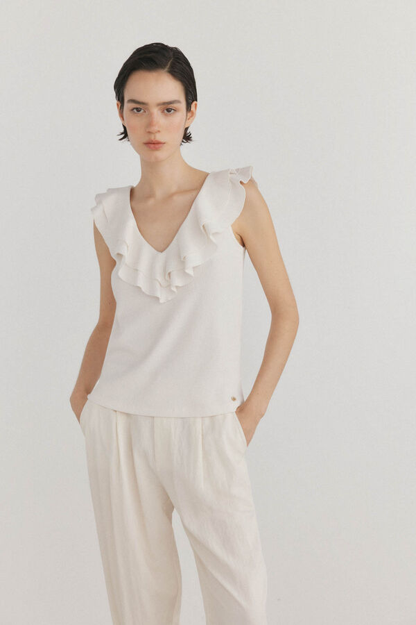 Pedro del Hierro Camiseta volantes Blanco