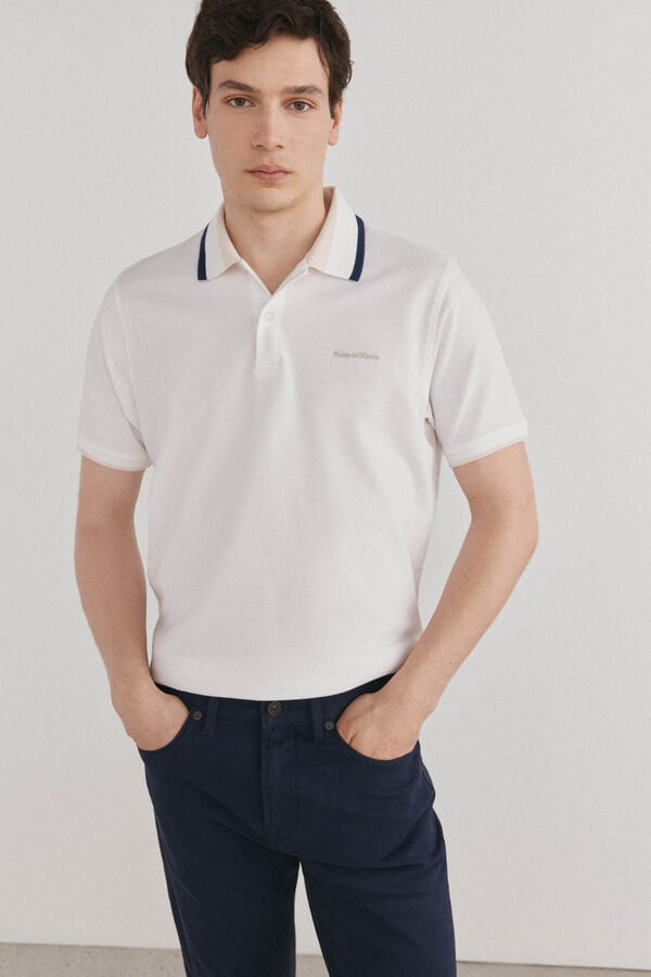 Pedro del Hierro Polo gola fantasia Branco
