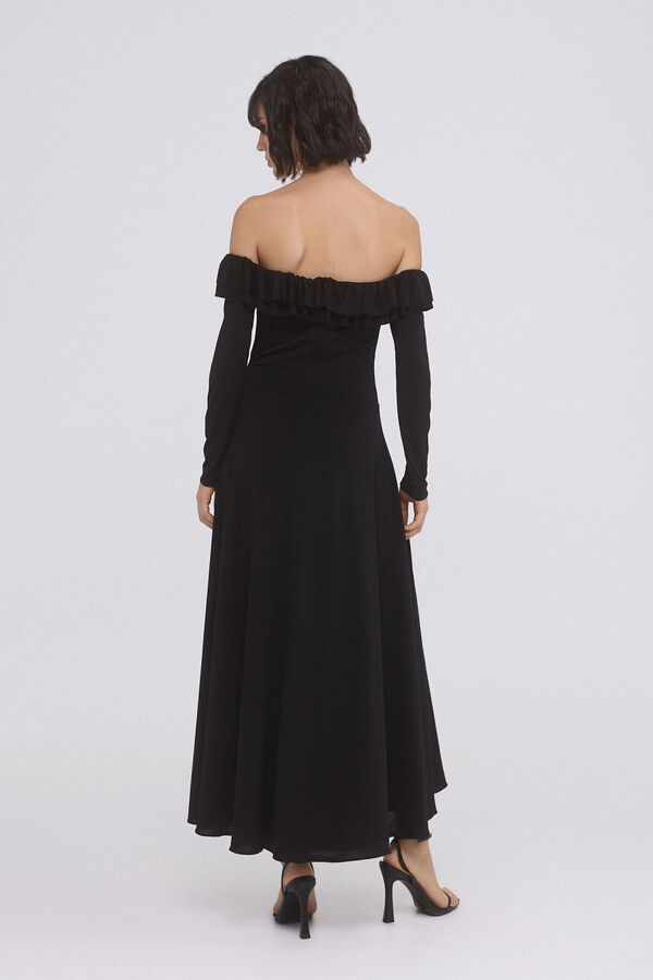 TFP by Tamara Falcó Vestido de punto con volantes Negro