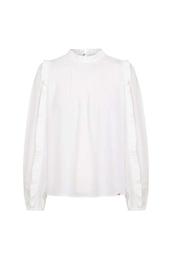 Pedro del Hierro Blusa de renda com babados Ecru