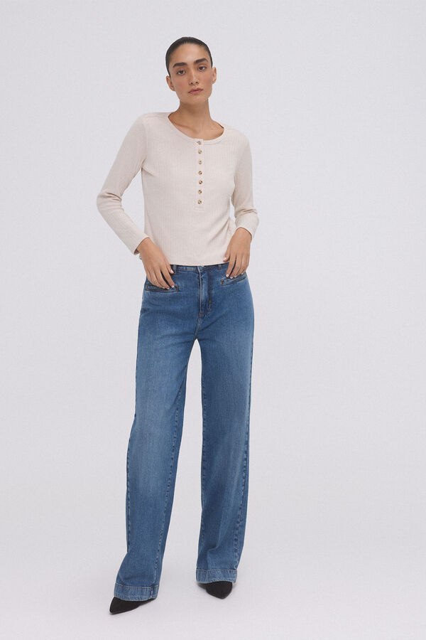 Pedro del Hierro Camiseta canal&eacute; manga larga Beige