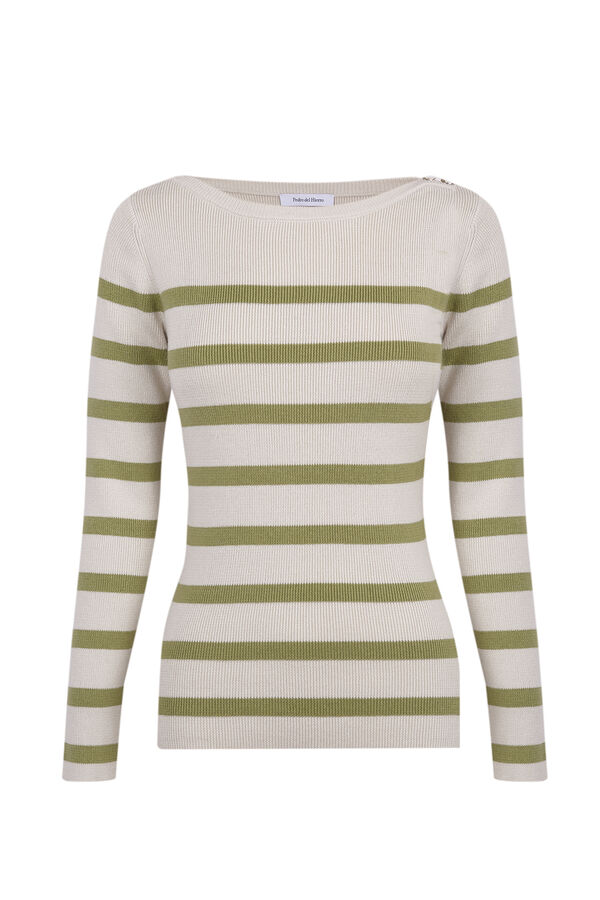 Pedro del Hierro Jersey de rayas canale botones Beige