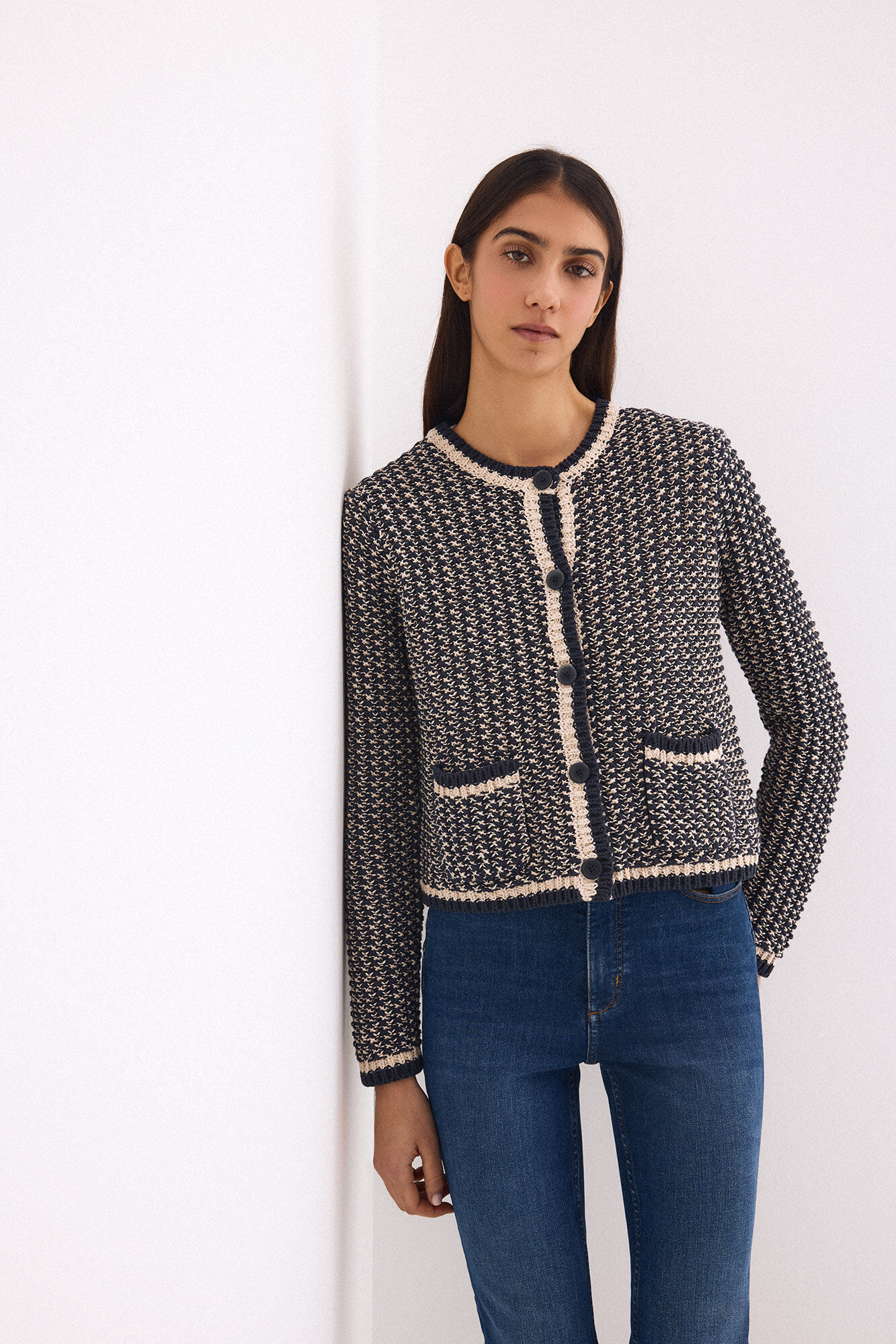 Pedro del Hierro Chaqueta de punto con estructura fantas&iacute;a multicolor