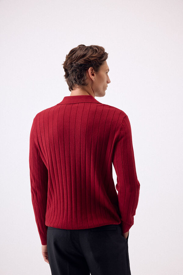Pedro del Hierro Jersey de caxemira de seda e algod&atilde;o estruturado premium Bordeaux