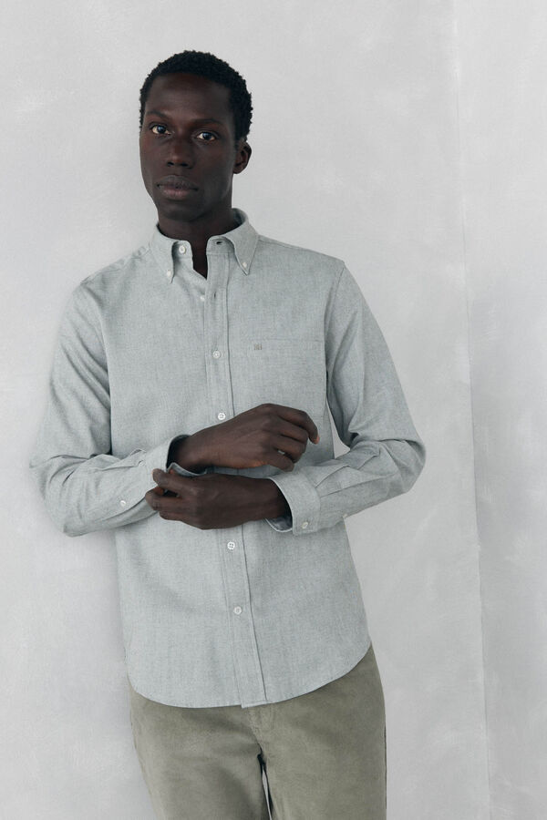 Pedro del Hierro Camisa Oxford Lisa Escovada Verde