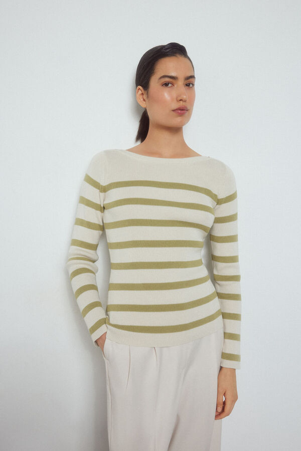 Pedro del Hierro Jersey de rayas canale botones Beige