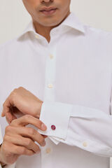 Pedro del Hierro Camisa vestir pu&ntilde;o gemelo non iron y antimanchas estructura lisa regular fit Branco