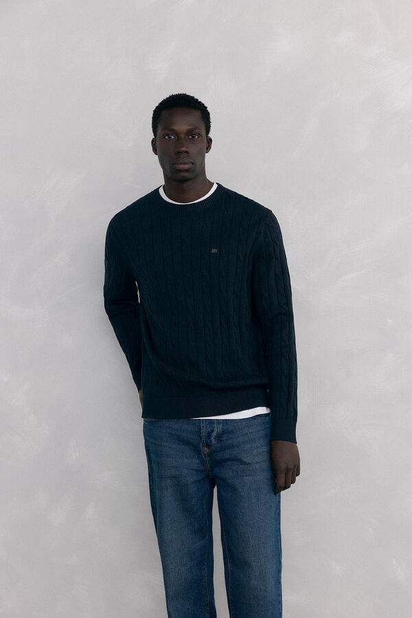 Pedro del Hierro Jersey algod&oacute;n y cashmere Negro